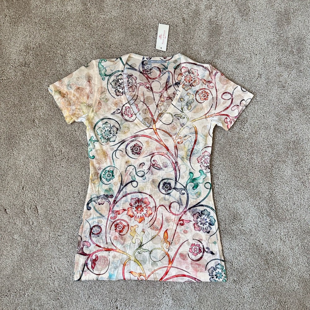 Nally & Millie Multicolor Floral Short Sleeve Top